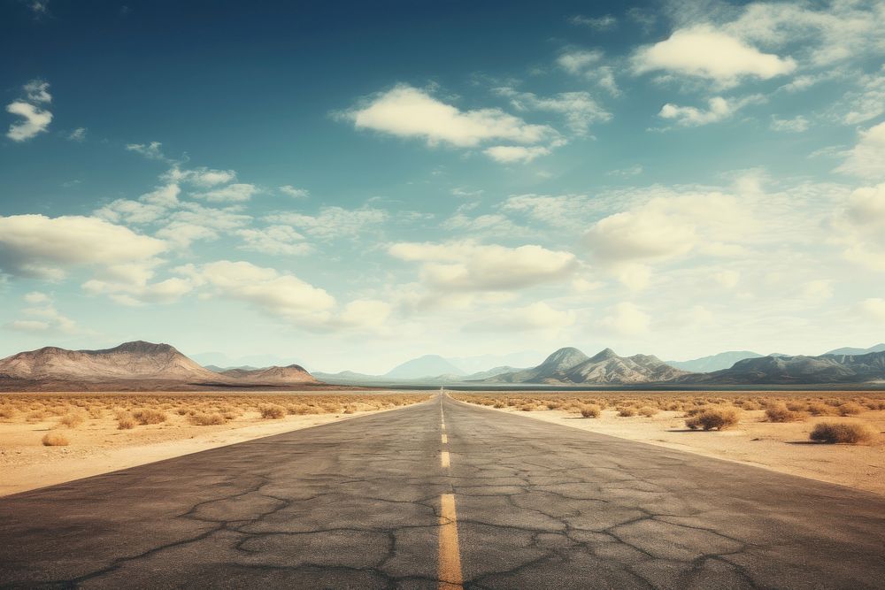 Desert road sky landscape. AI generated Image by rawpixel.