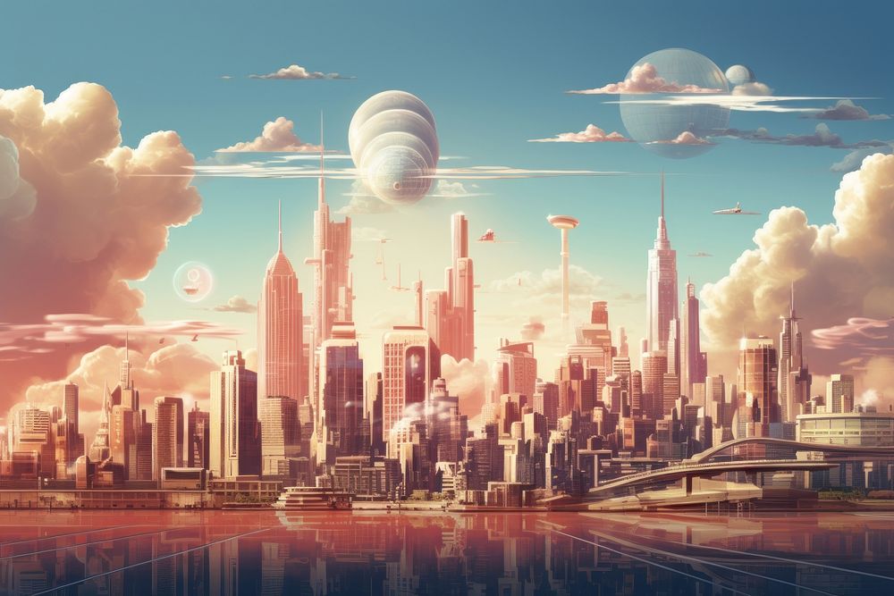 Architecture landscape cityscape building. AI generated Image by rawpixel.