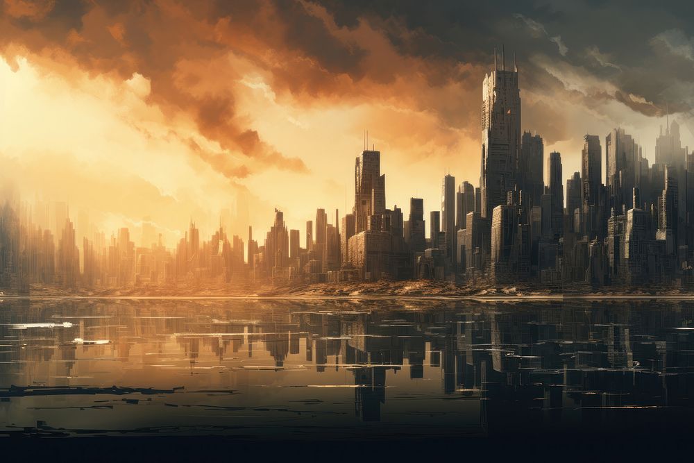 Landscape outdoors skyline city. AI generated Image by rawpixel.