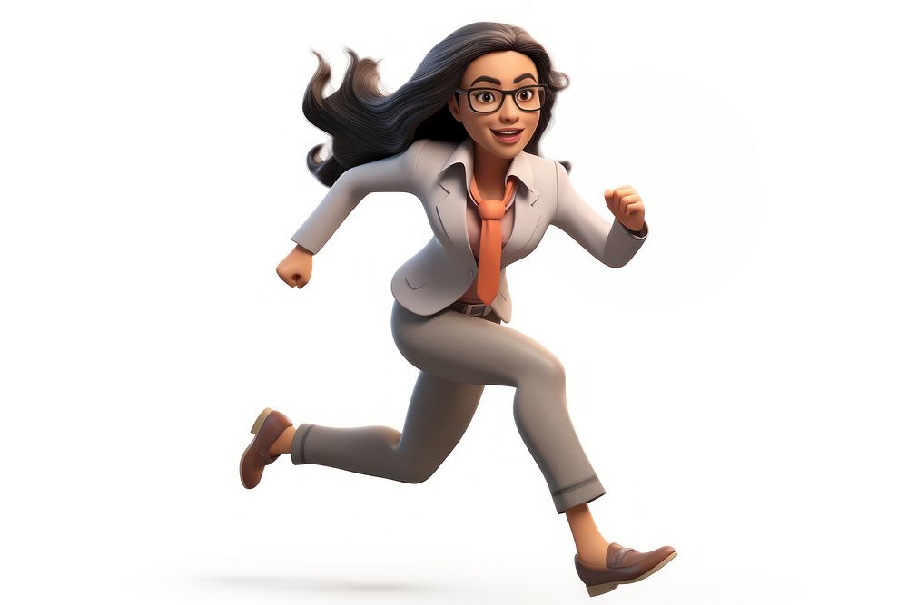 Running cartoon adult white background. AI generated Image by rawpixel.