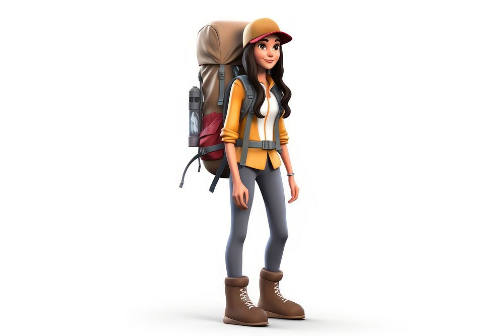 Backpack cartoon white background mountaineering. AI generated Image by rawpixel.