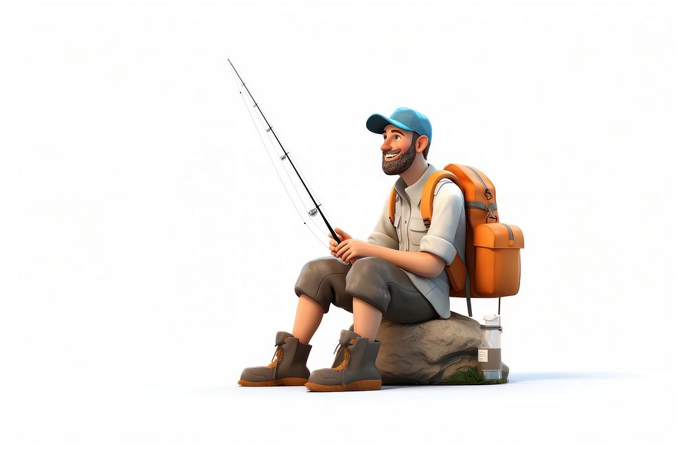 Sitting fishing recreation portrait. AI | Premium Photo Illustration ...