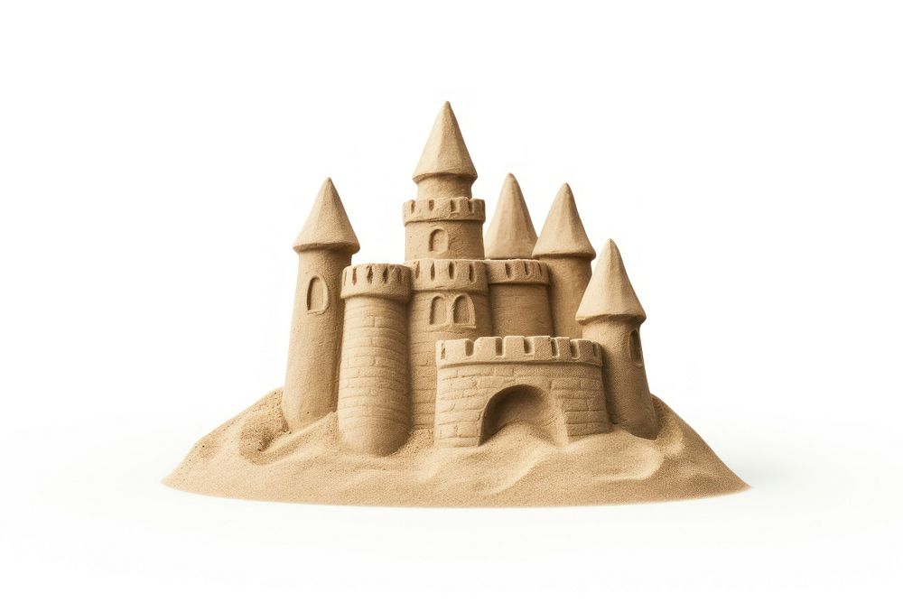 Sandcastle white background representation spirituality. AI generated Image by rawpixel.