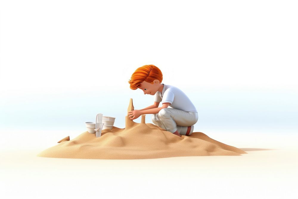 Sand adult crouching shoreline. AI generated Image by rawpixel.