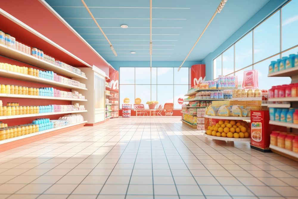 Supermarket architecture consumerism arrangement. AI generated Image by rawpixel.