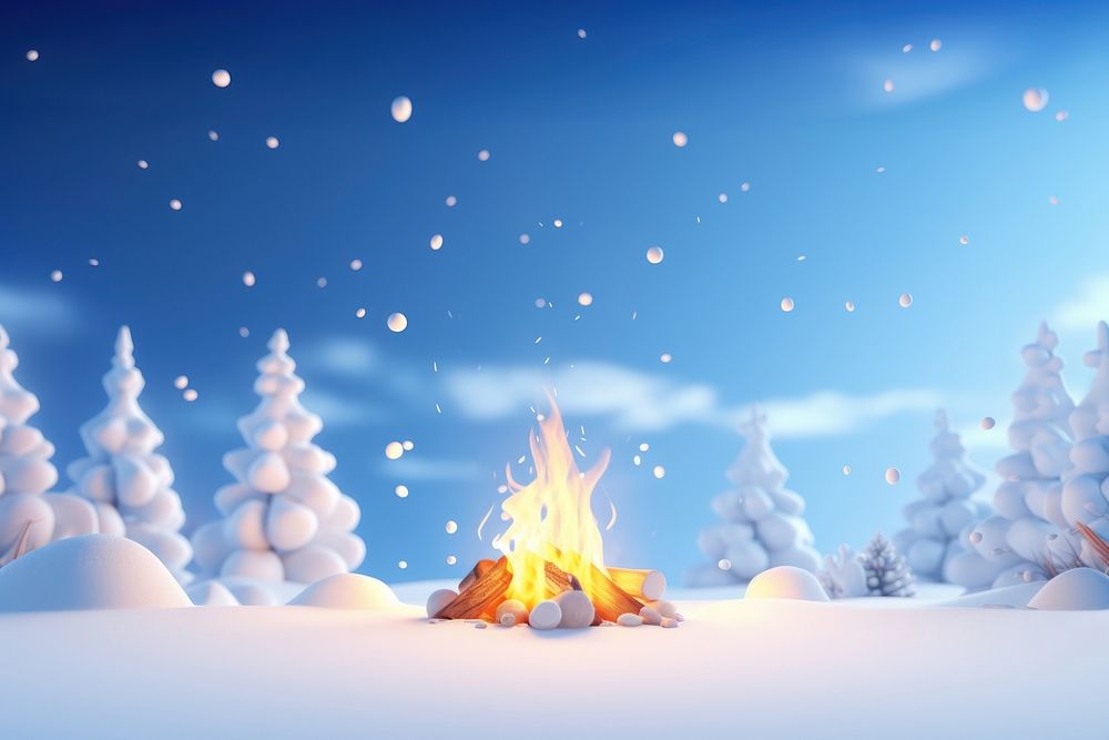 Fire snow campfire outdoors. AI generated Image by rawpixel.