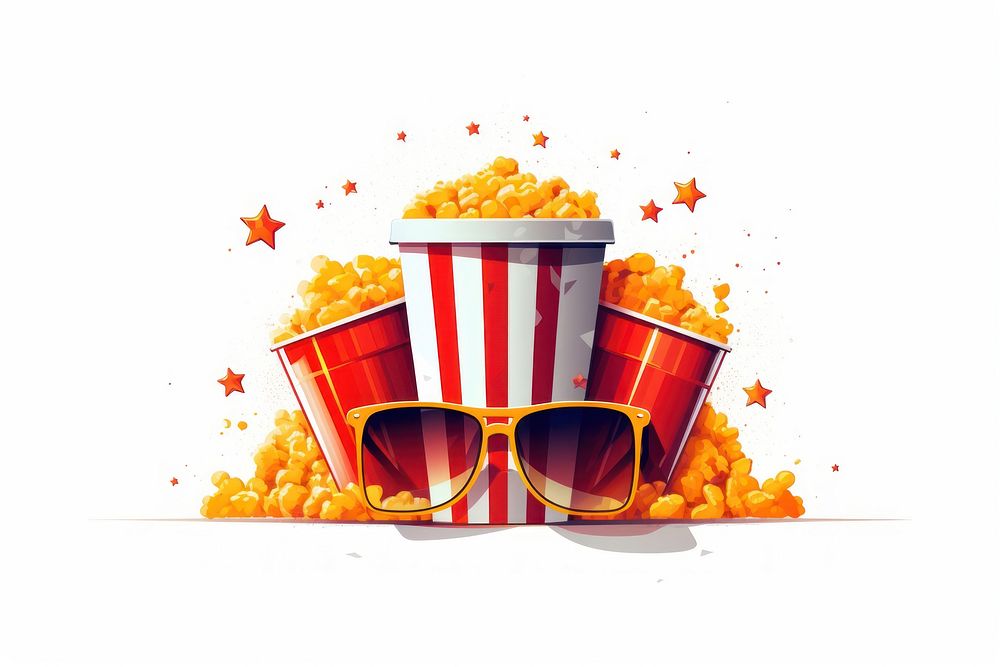 Popcorn glasses snack food. AI generated Image by rawpixel.