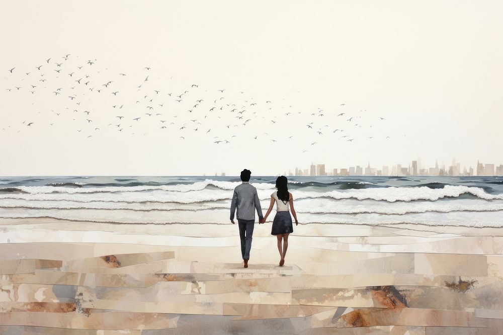 Walking beach togetherness architecture. AI generated Image by rawpixel.