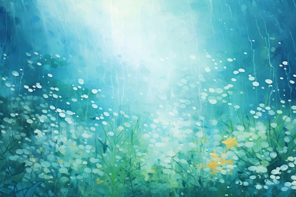 Painting backgrounds underwater outdoors. 