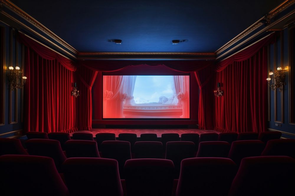 Auditorium indoors cinema screen. 