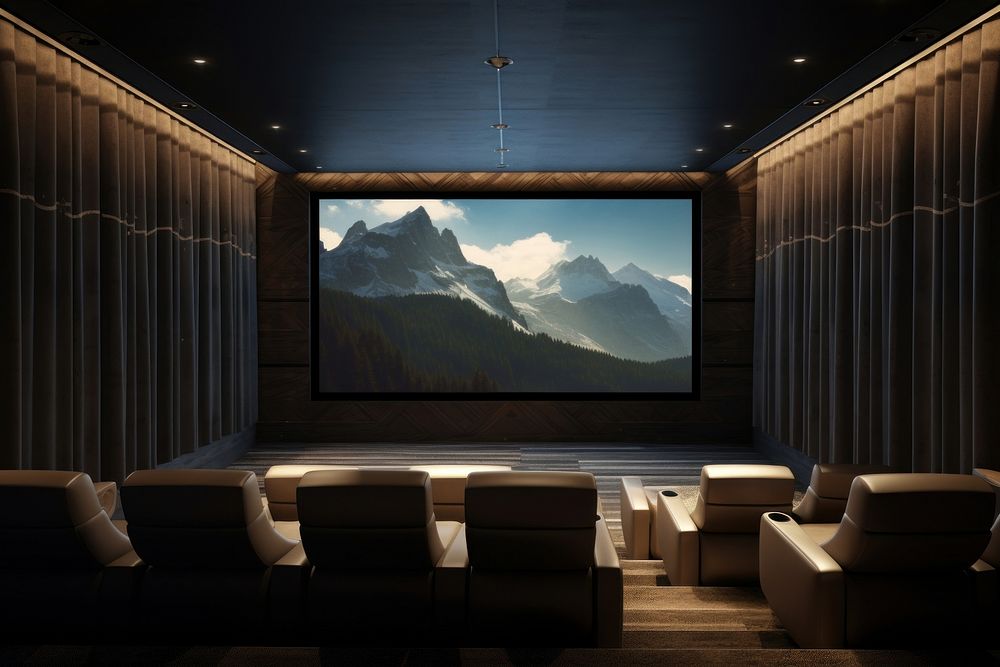 Screen furniture indoors cinema. AI generated Image by rawpixel.