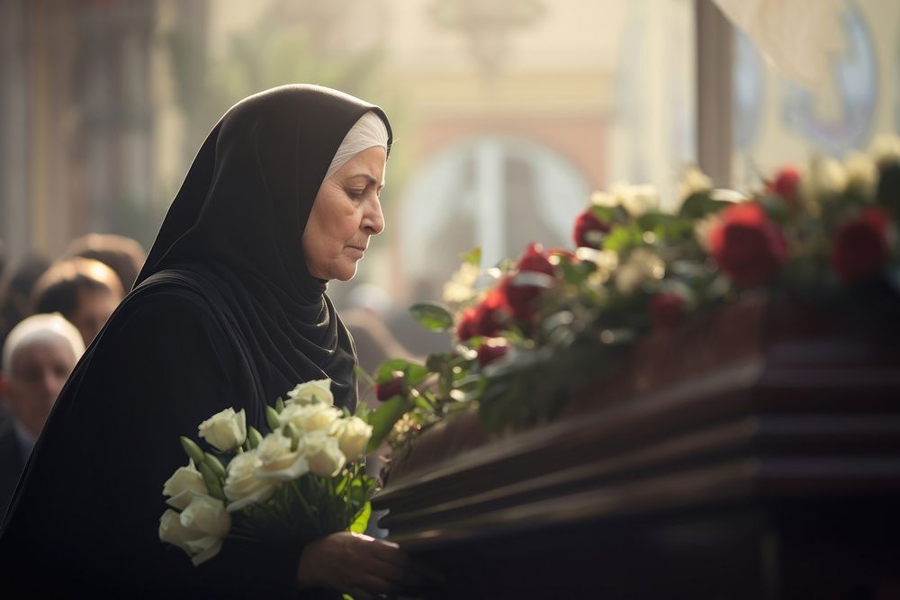 Flower funeral adult woman. 