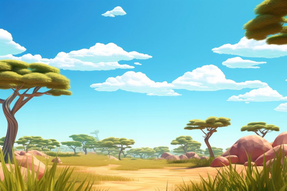 Field sky landscape grassland. AI generated Image by rawpixel.