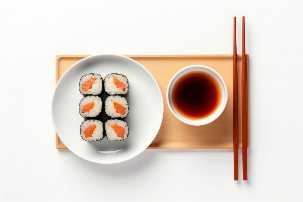 Chopsticks sushi plate food. AI generated Image by rawpixel.