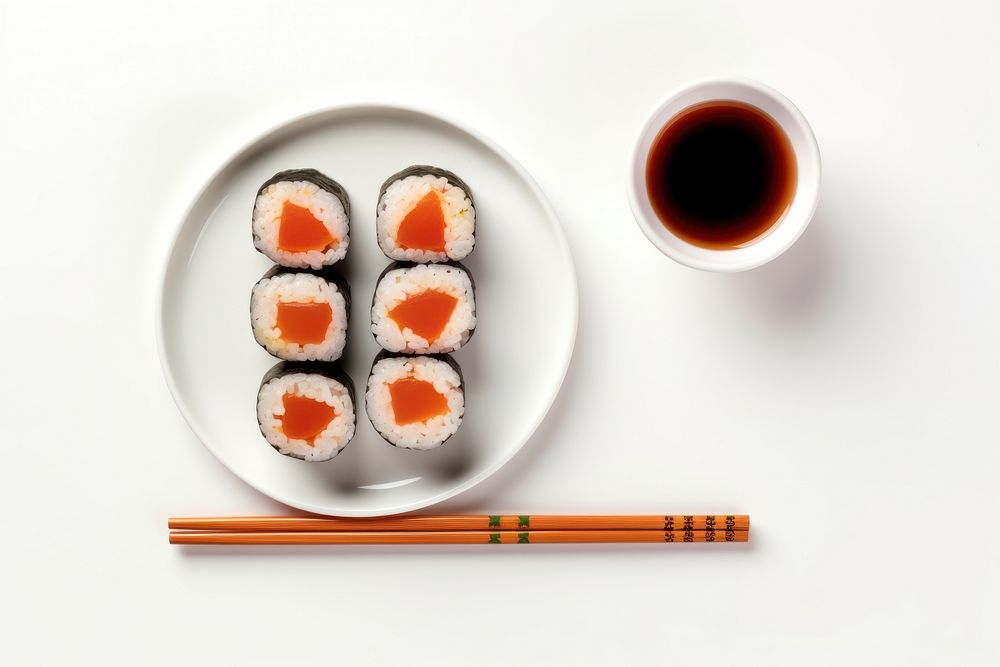 Chopsticks sushi sauce plate. AI generated Image by rawpixel.