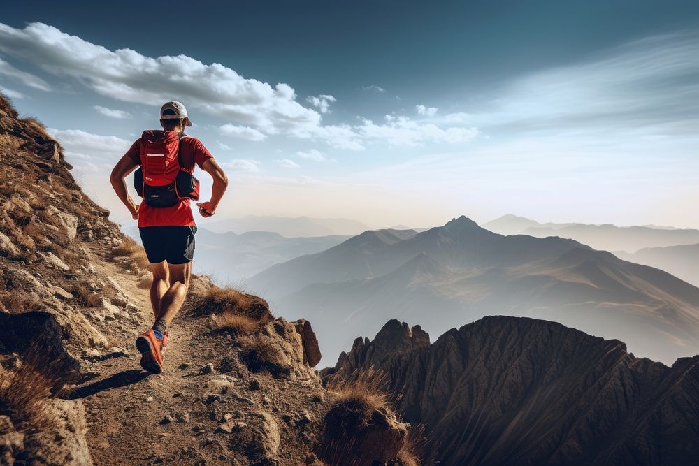 Running jogging mountaineering determination. AI generated Image by rawpixel.
