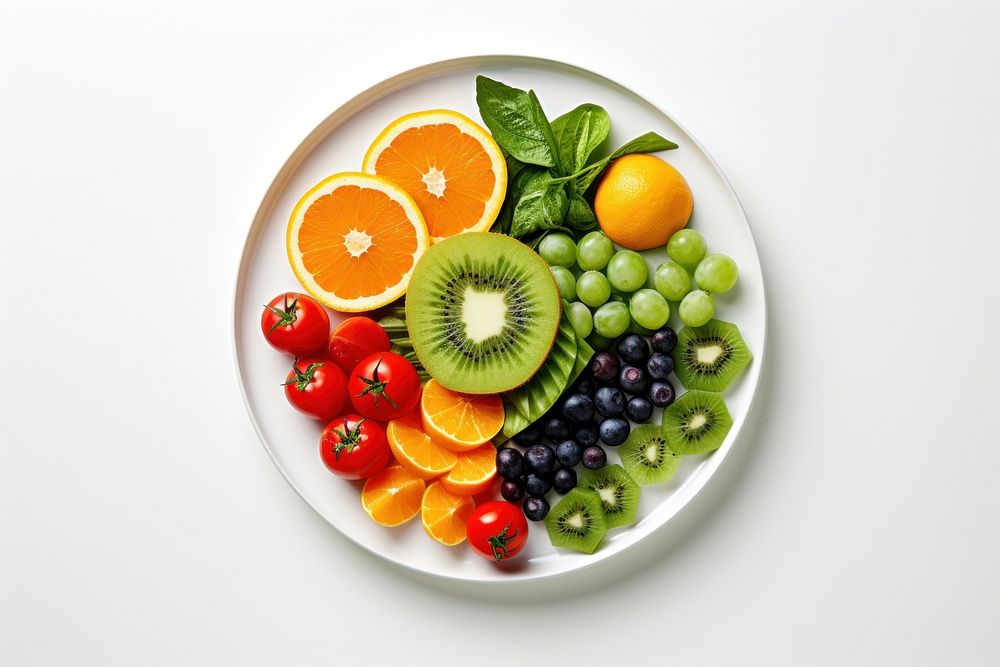 Fruit plate blueberry table. AI generated Image by rawpixel.