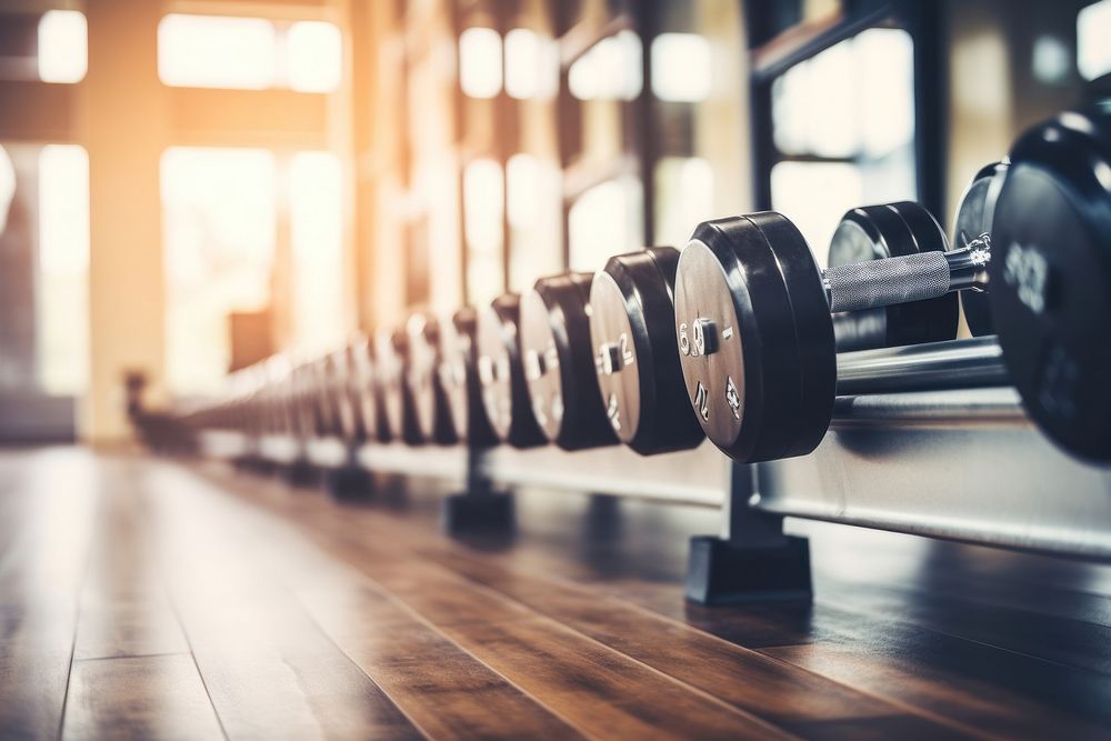 Gym dumbbell exercise fitness. AI generated Image by rawpixel.