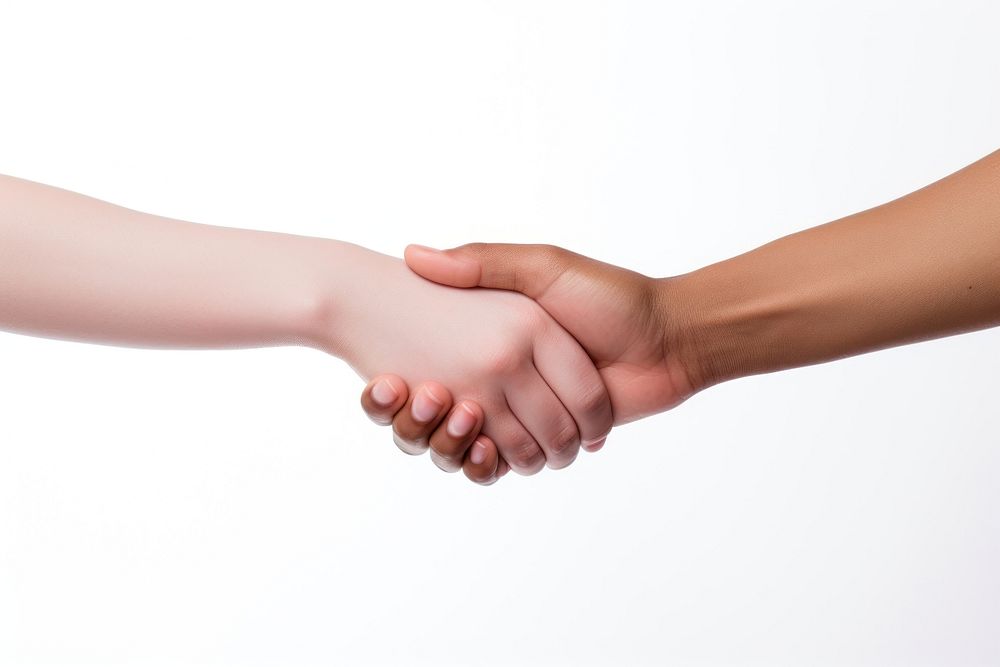 Holding hand handshake white background holding hands. AI generated Image by rawpixel.