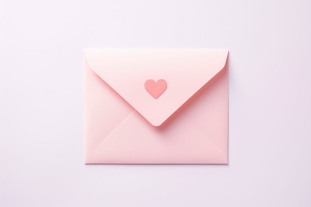 Love letter paper envelope white background magenta. 