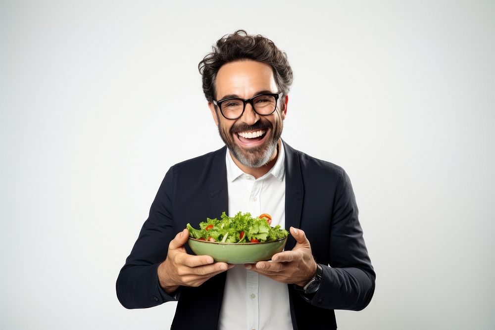 Glasses adult salad smile. AI generated Image by rawpixel.