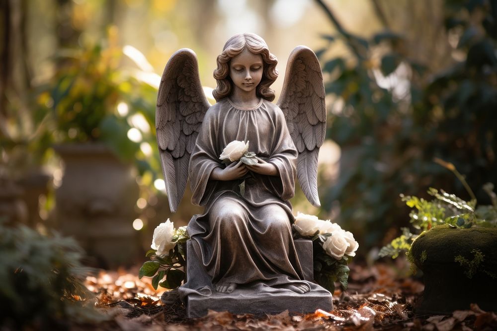 Angel outdoors statue representation. AI generated Image by rawpixel.