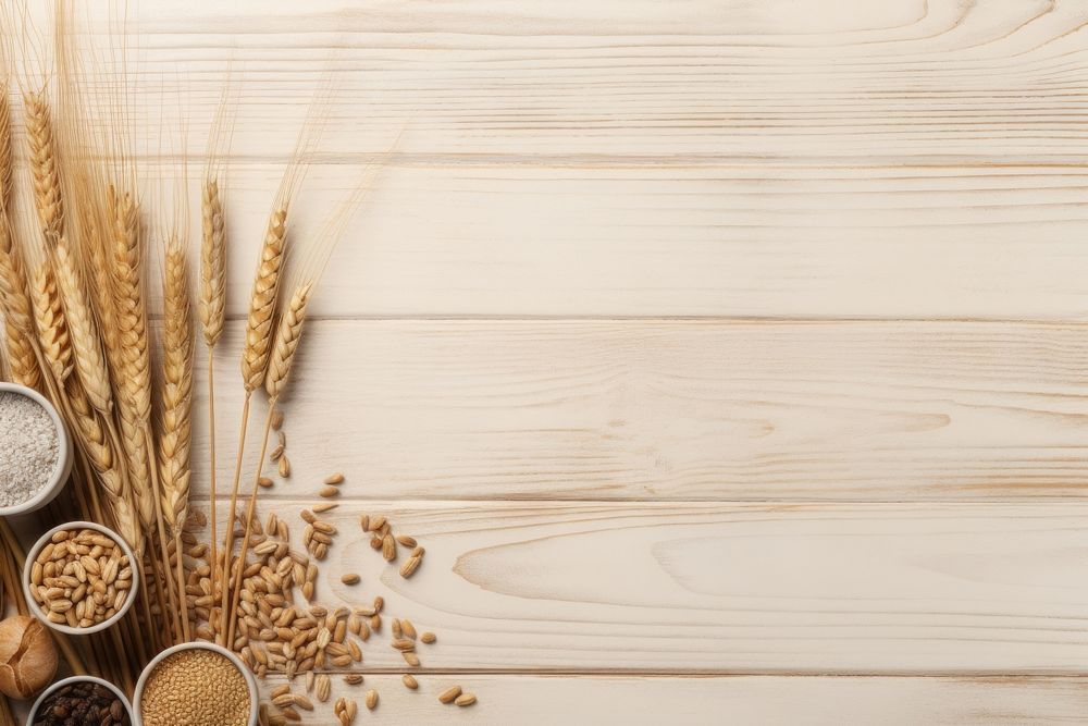 Food backgrounds wheat table. 