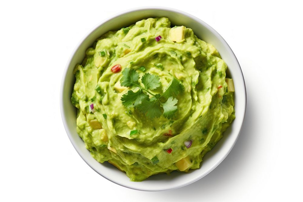 Guacamole plate food white background. AI generated Image by rawpixel.