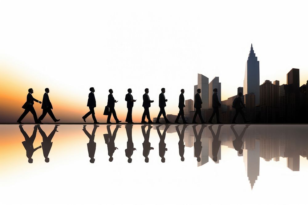 Walking city silhouette togetherness. AI generated Image by rawpixel.