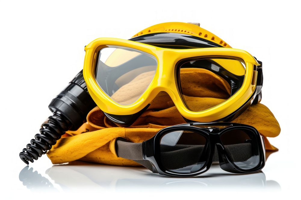 Snorkel gear glasses helmet white background. AI generated Image by rawpixel.