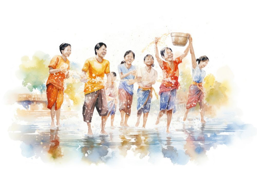 Painting people adult water. AI generated Image by rawpixel.