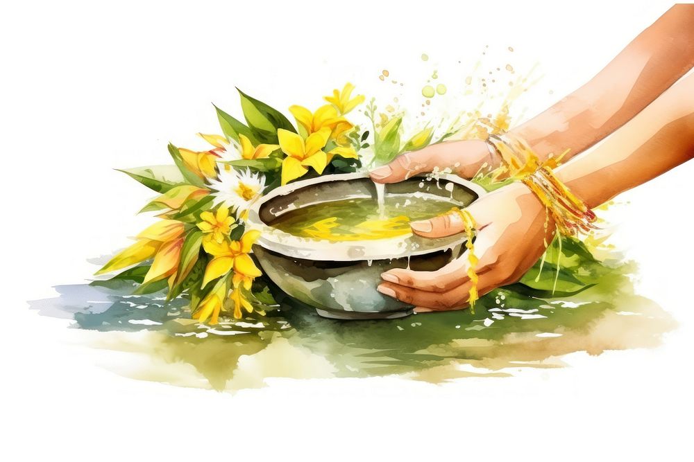 Songkran festival flower person adult. AI generated Image by rawpixel.