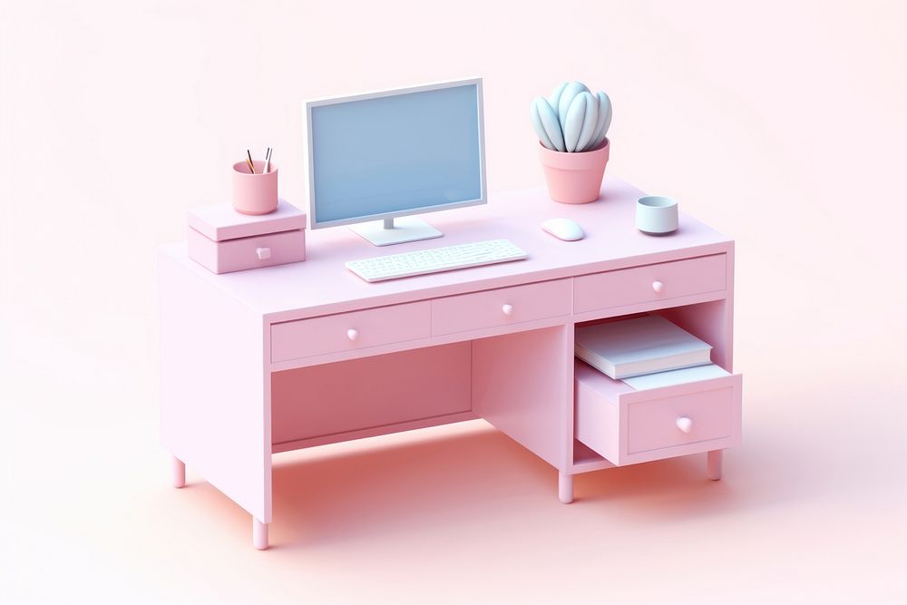 Computer desk furniture table. AI generated Image by rawpixel.