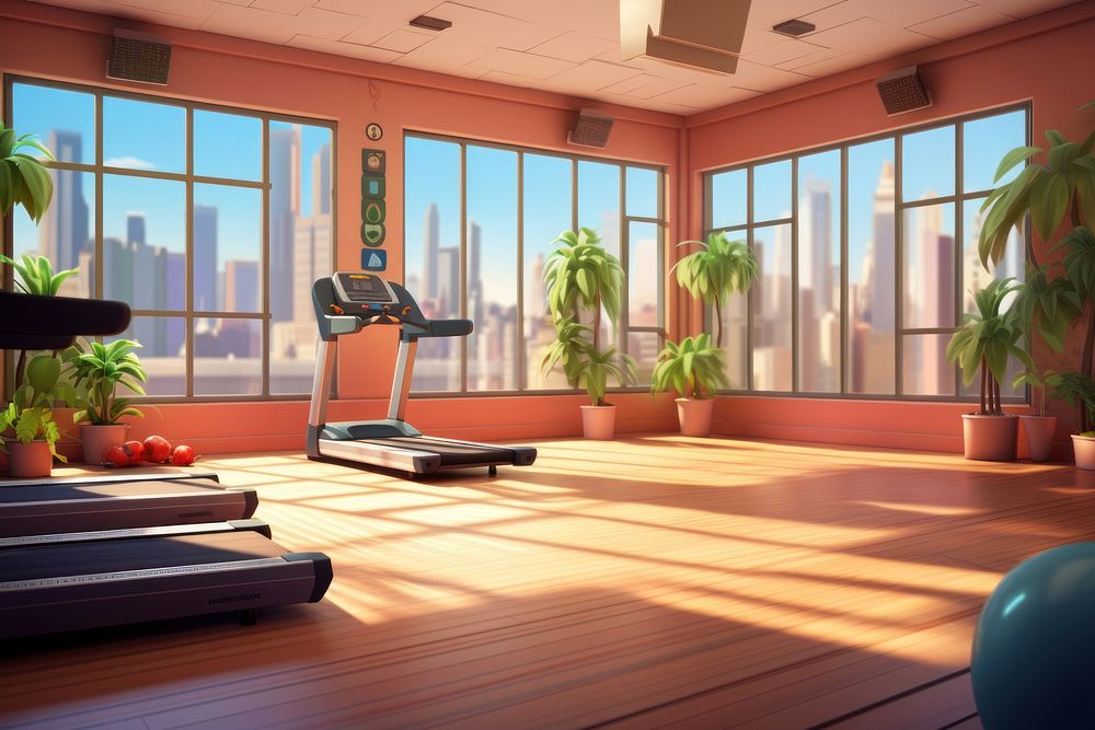 Gym treadmill sports architecture. AI generated Image by rawpixel.