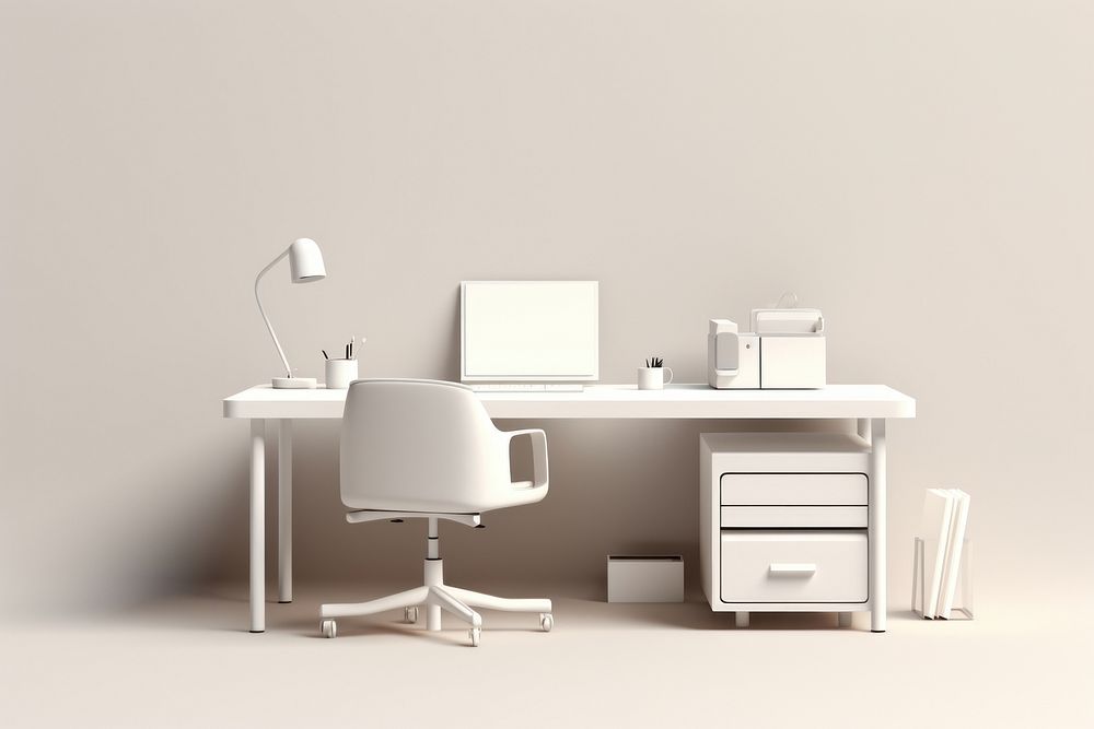 Desk furniture computer office. AI generated Image by rawpixel.