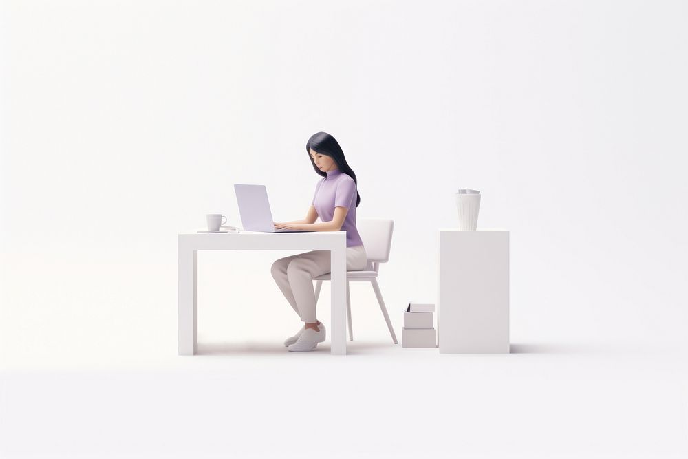 Sitting laptop desk furniture. AI generated Image by rawpixel.
