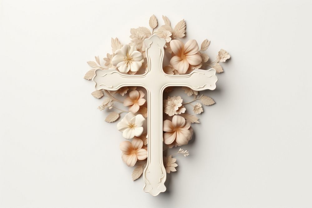 Christian cross crucifix symbol white background. 