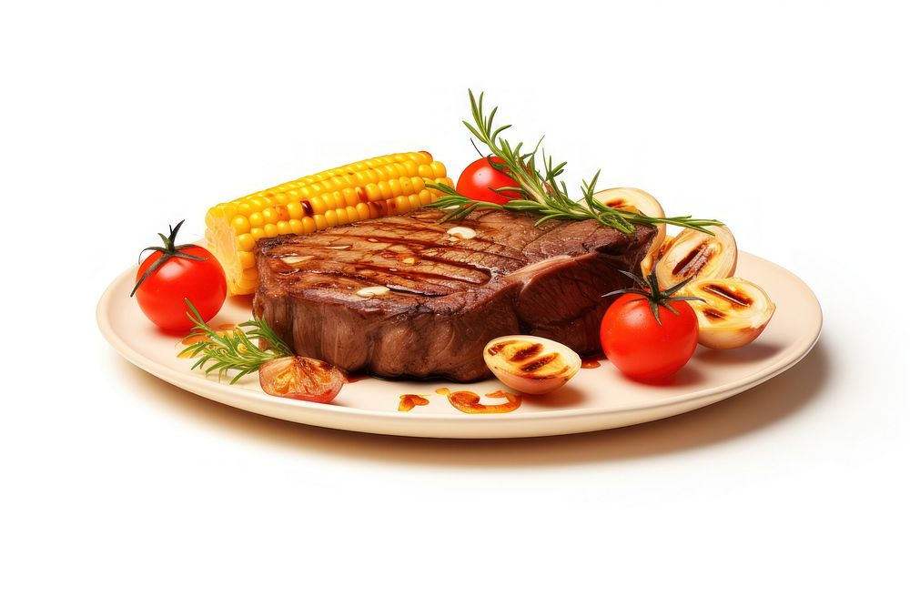 Steak grilled tomato plate. AI generated Image by rawpixel.