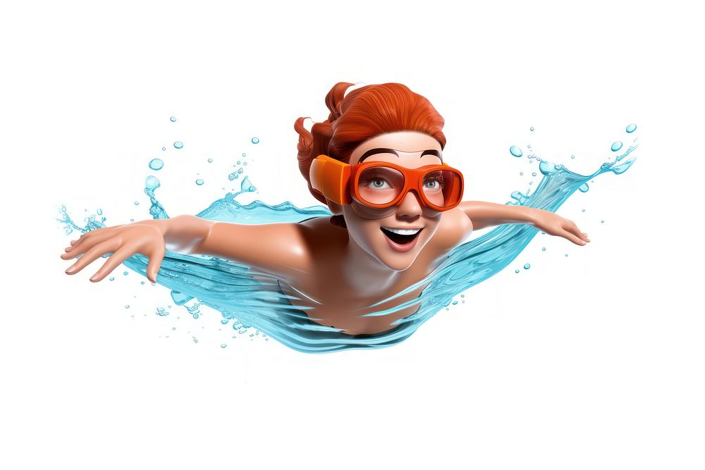 Swimming portrait cartoon sports. AI generated Image by rawpixel.
