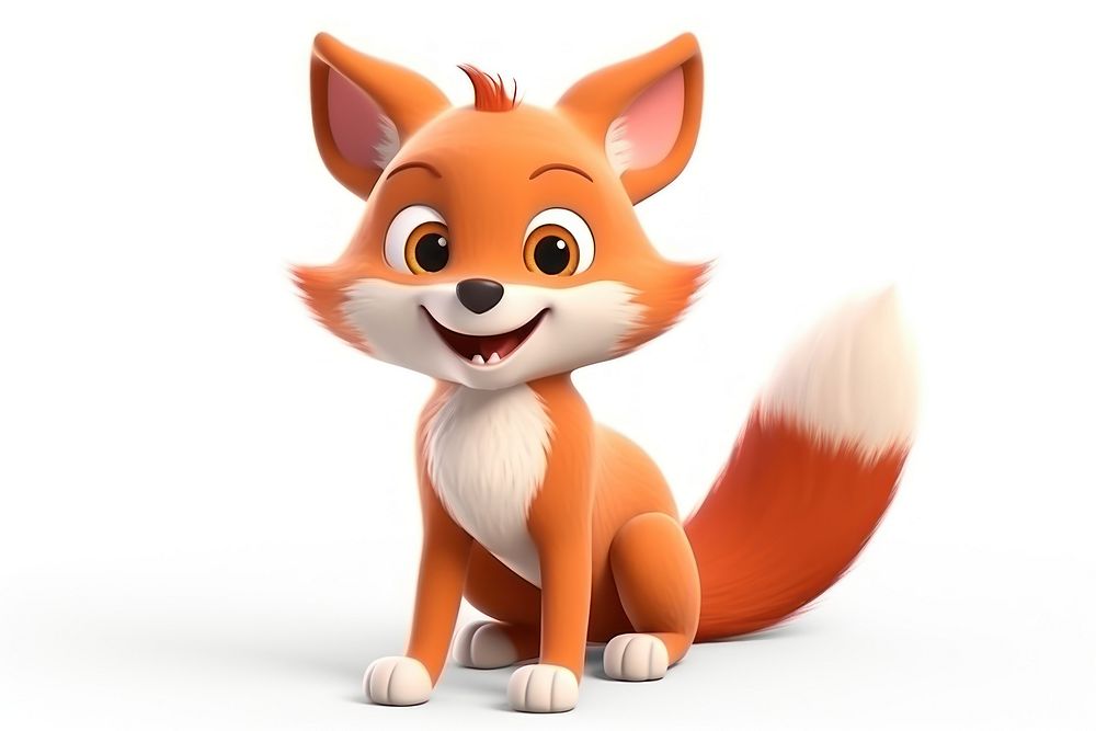 Red fox cartoon animal white. AI generated Image by rawpixel.