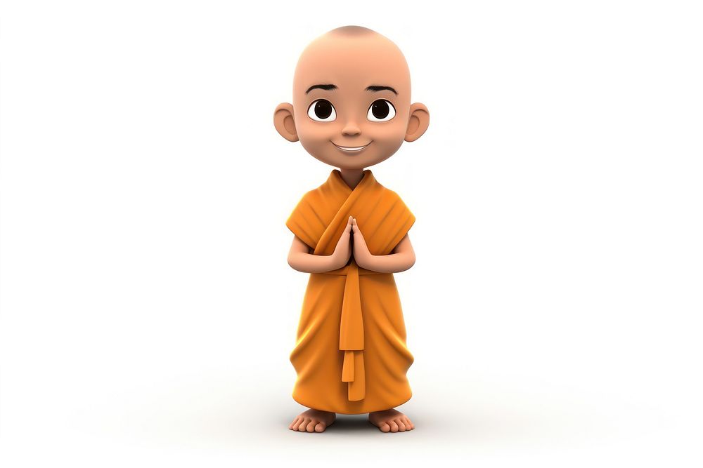 Monk cartoon white background representation. AI generated Image by rawpixel.