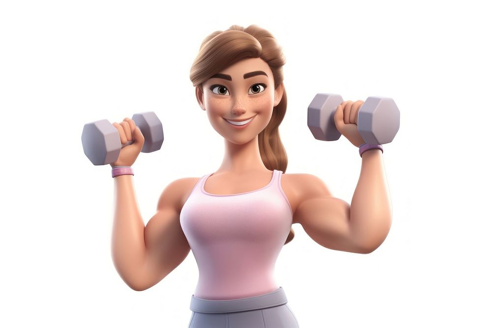 Woman holding dumbbell cartoon sports adult. AI generated Image by rawpixel.