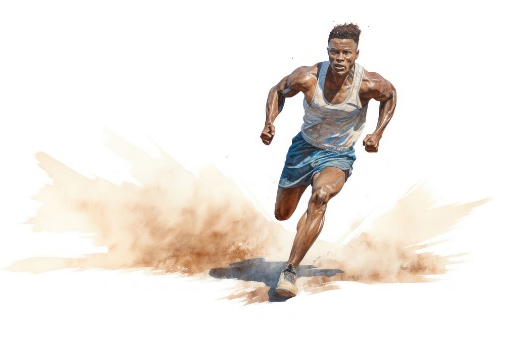Athlete sprinting running jogging shorts. AI generated Image by rawpixel.
