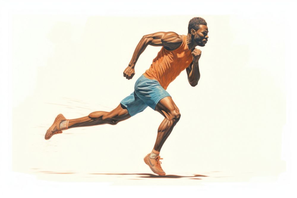 Athlete sprinting running adult white background. AI generated Image by rawpixel.