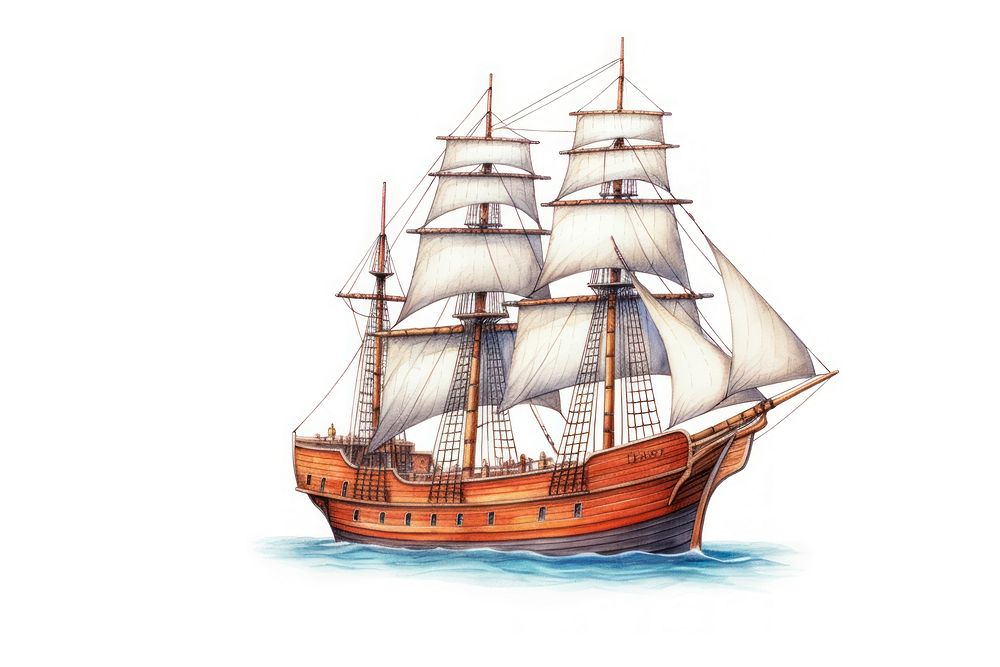 Ship sailboat vehicle drawing. 