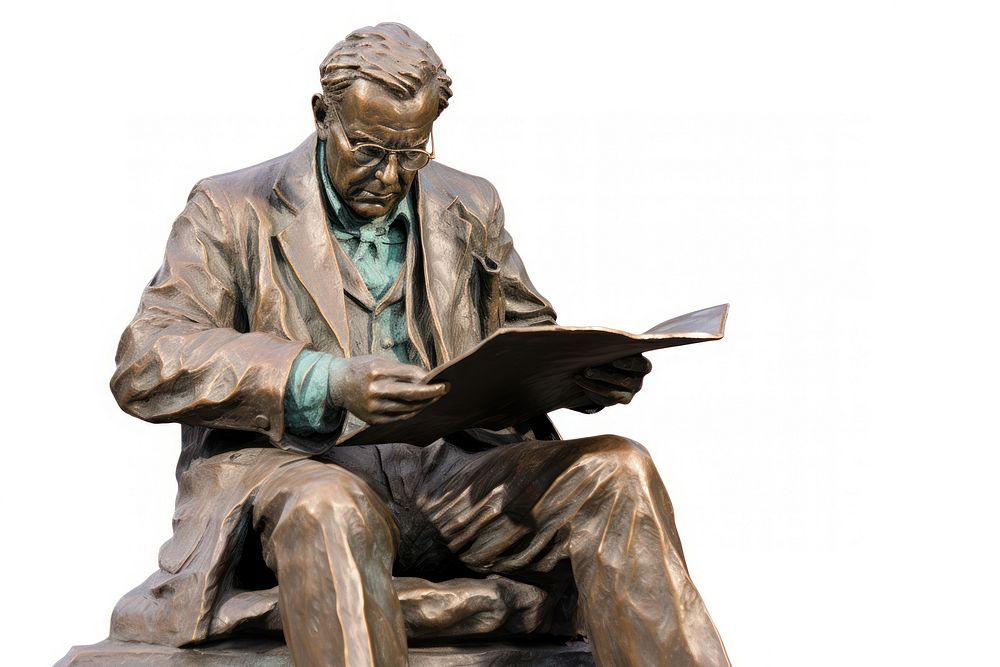 Statue bronze sculpture reading. AI generated Image by rawpixel.