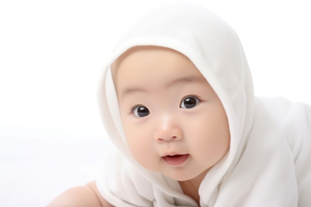 Baby portrait white photo. AI generated Image by rawpixel.