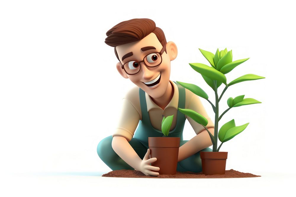 Cartoon plant gardening adult. AI generated Image by rawpixel.