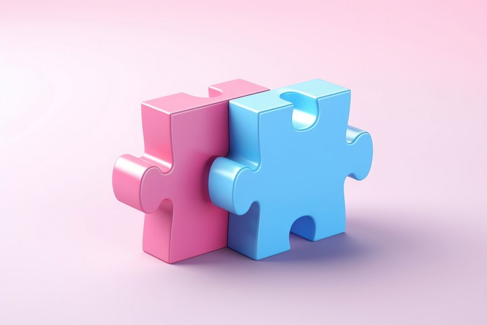 Puzzle pink blue incomplete. AI generated Image by rawpixel.