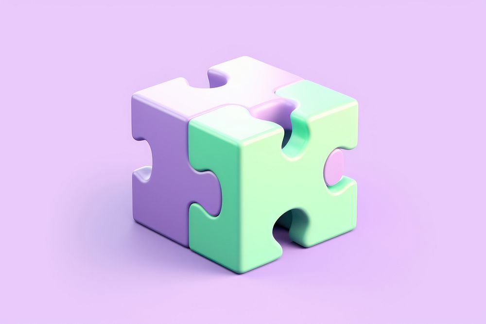Puzzle purple green incomplete. AI generated Image by rawpixel.